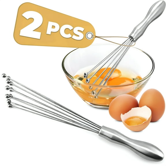 ACDANC 2PCS Stainless Steel Mini Ball Whisk Set, 12 Inch, for Blending, Mixing, Frothing, Sauces, Dressings, Eggs, Batter, Gravy, Smoothies.