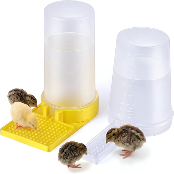 ACDANC 2Pack 400ml Quail Water Feeder, Anti Drowning Design, Ideal for Quails, Baby Chicks, Ducks, and Baby Birds, Safe and Durable Waterer, Easy to Install and Clean