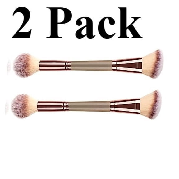ACDANC 2Pack Dual-ended Makeup Brushes for Contouring, Blending, and Bronzing - Angled Foundation Brush and Concealer Brush - Premium Luxe Hair for Flawless Application of Liquid, Cream