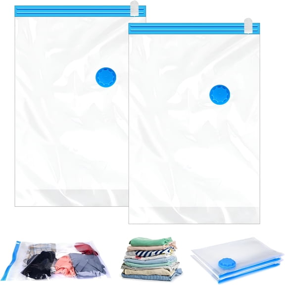 ACDANC 2Pack Vacuum Storage Bags for Clothes,40x60cm Travel Essentials Sealer Compression Bags,Space Saver Vacuum Cubes Packing Bags,Storage Bags Vacuum Sealed for Clothing,Pillows,Blankets Storage