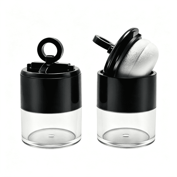 ACDANC 2Pcs 10G/0.34Oz Black Mini Empty Refillable Loose Powder Box ...