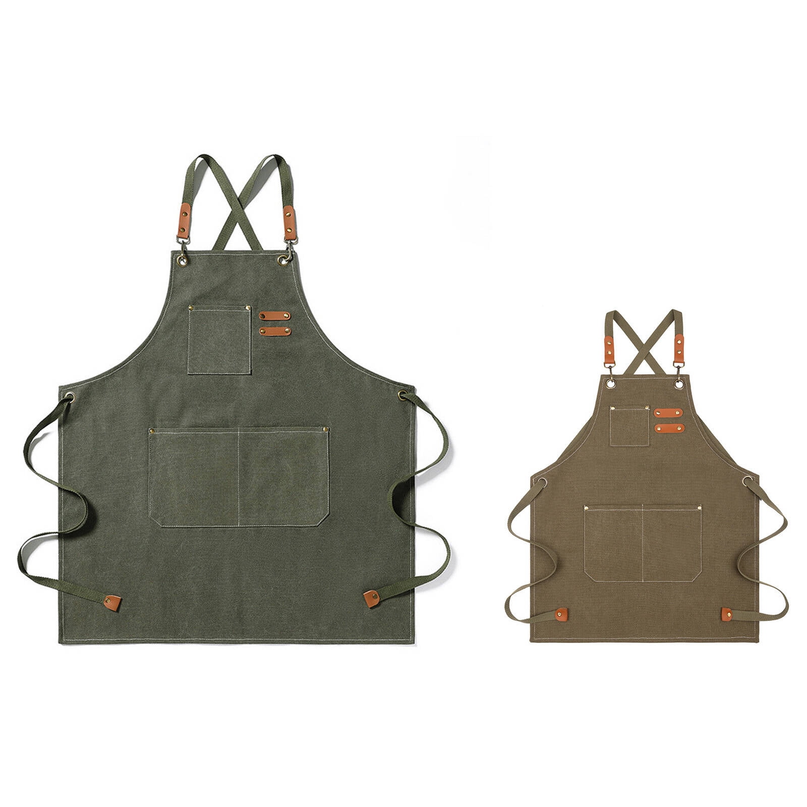 ACDANC 2Pcs Apron,Generous Tool Pocket Aprons,Adjustable Cross-Back ...