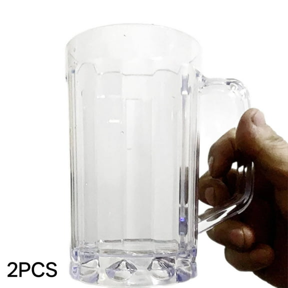 ACDANC 2Pcs Beer Mug Shatterproof Cup Beer Glasses Ideal for Juices Beer Stein,Transparent