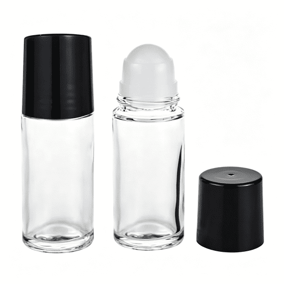 ACDANC 2Pcs Black Clear Empty Glass Essential Oil Roller Bottles Vials ...