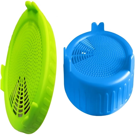 ACDANC 2Pcs Blue and Green Sproutings Lid Jar Sproutings Lids Plastic Sprouting Lid for Wide Mouth to Grow Beans Sprouts Jars Canning Kitchen and Dining