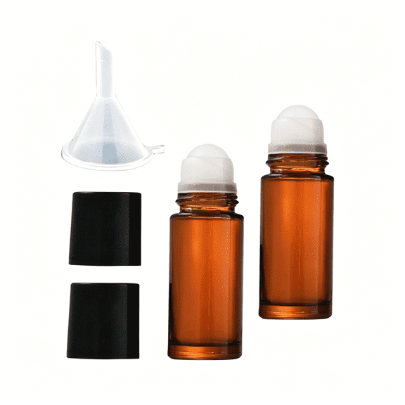 ACDANC 2Pcs Brown 30Ml Glass Essential Oil Roller Bottles Refillable Roll on Bottles Empty Deodorant Bottle Containers Rollerball Beauty and Personal Care Tools for Fragrance Cosmetics