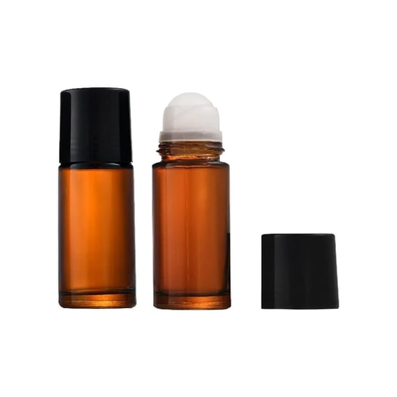 ACDANC 2Pcs Brown Glass Essential Oil Roller Bottles-Refillable Roll on Bottles for Fragrance,Empty Deodorant Containers Refillable Cosmetic Roller Bottles(50Ml)