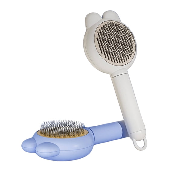 ACDANC 2Pcs Cat Brush Comfortable Cat Brush for Shedding Rounded Stainless Steel Teeth Cat Grooming Supplies,Light Grey&Green,Rabbit Ear Shaped