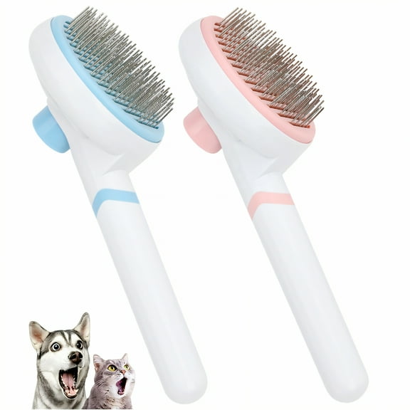 ACDANC 2Pcs Cat Brush for Shedding,Self Cleaning Dog Brush,Cat Brushes for Indoor Cats