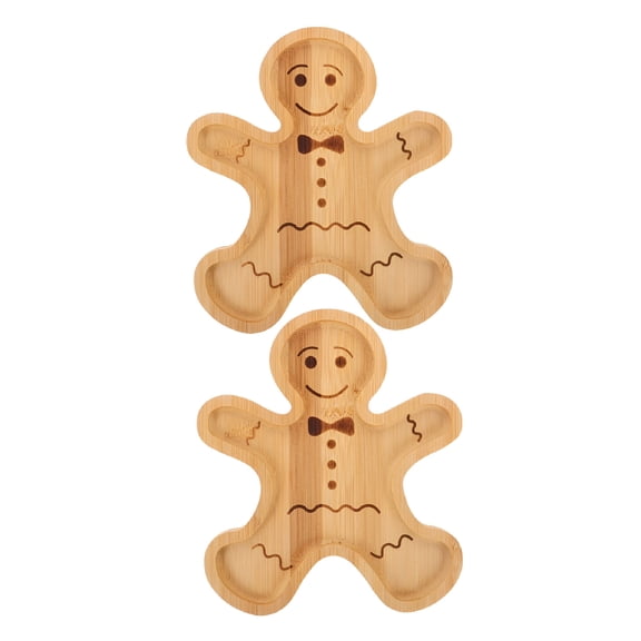 ACDANC 2Pcs Christmas Wooden Cutting Board Gingerbread Man Shape Wood Charcuterie Board for Xmas Holiday Christmas Cutting Board