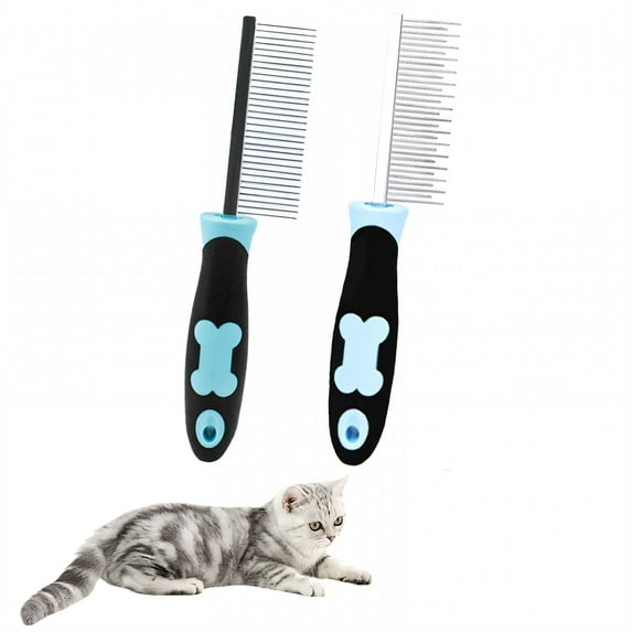 ACDANC 2Pcs Dog Comb,Cat Comb,Fluffing/Grooming/Loose Hair Removal Metal Comb