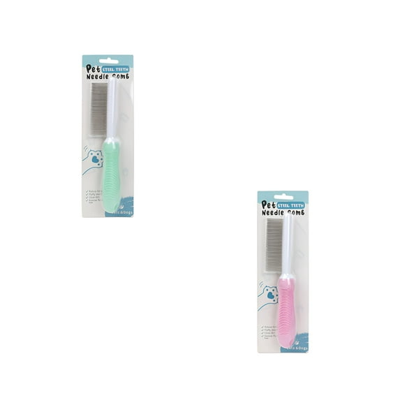 ACDANC 2Pcs Dog Comb,Rounded Safe Tips Metal Comb,Works on All Coats Dematting Comb for Dogs,Color-Mixing3