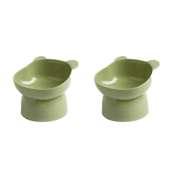 ACDANC 2Pcs Elevated Cat Bowls,Non-Slip Cat Bowls,Large Capacity Cat Food Container,Green