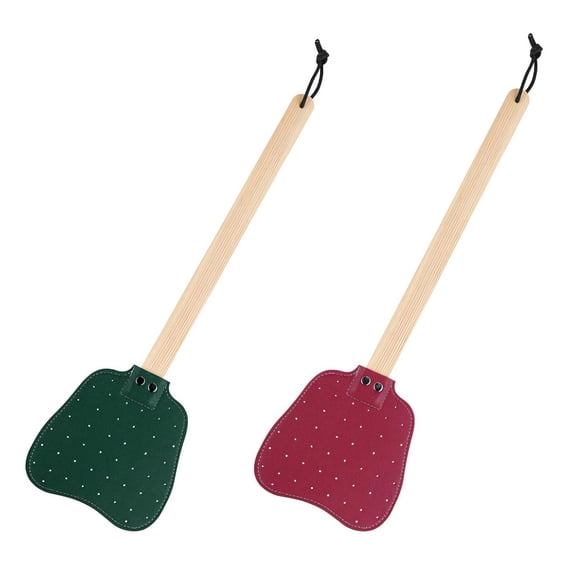 ACDANC 2Pcs Fly Swatter,Suitable for Kitchens,Premium Leather & Wood Construction,Hanging Loop Design & Easy Cleaning & Storage House Must Haves Secure Rivet Design
