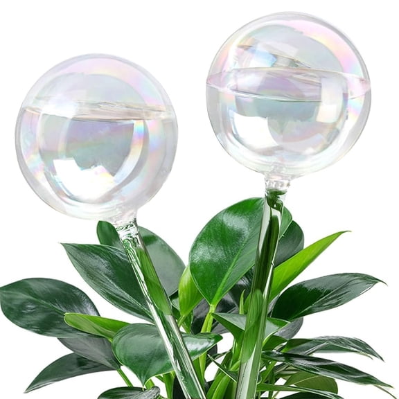 ACDANC 2Pcs Glass Plant Watering Globes,Clear Rainbow Color Flower Self-Watering System Spikes,Automatic Plant Waterer Bulbs for Indoor & Outdoor Plants Everyday Use