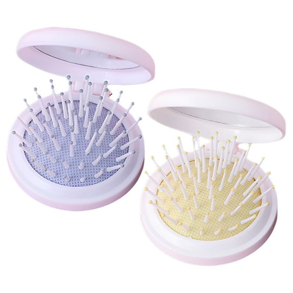 ACDANC 2Pcs Mini Hair Brush,Travel Beauty Tool Travel Hair Brush,Press-To-Flex Pad Mini Hairbrush,Colormixing4