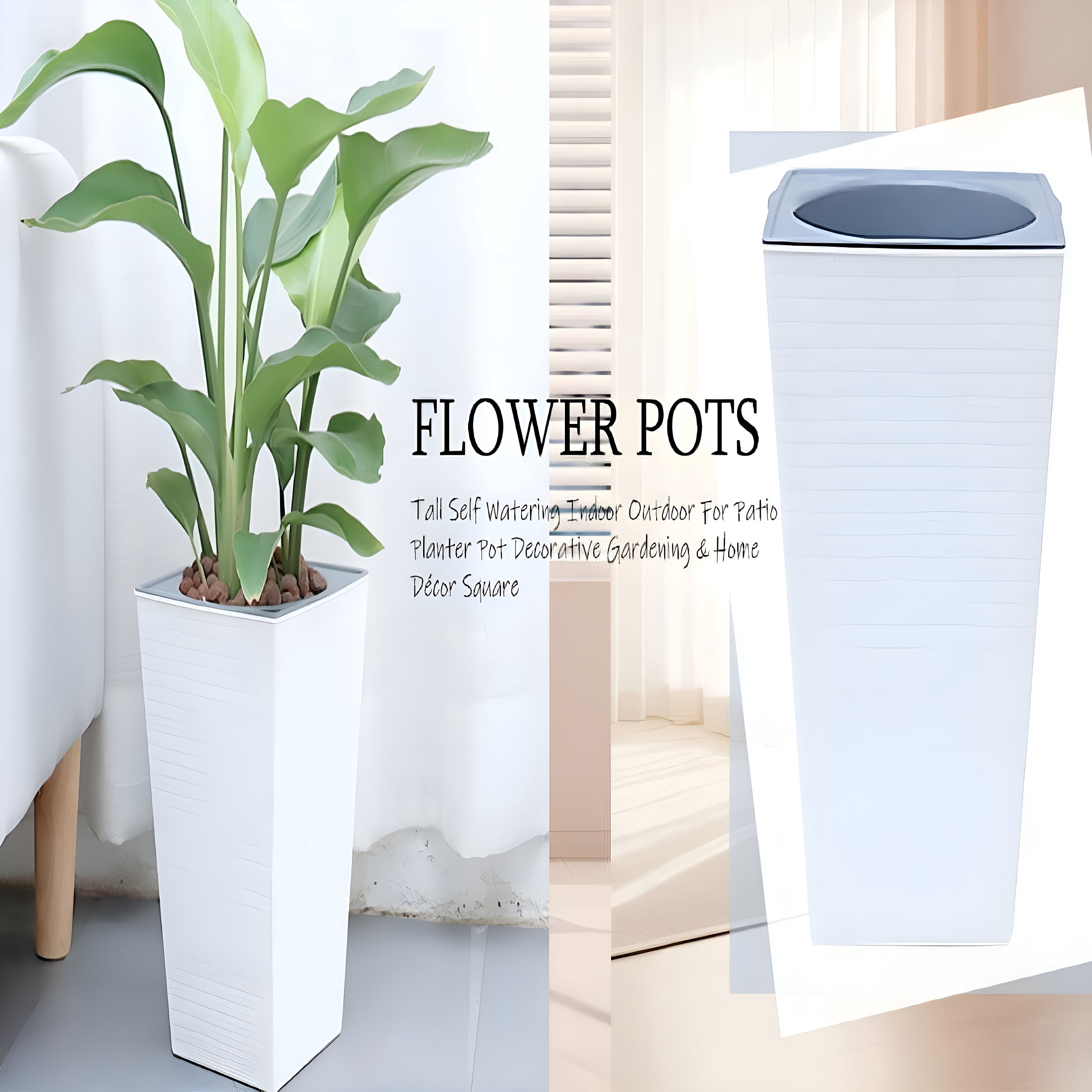 ACDANC 2Pcs Pack Heavy Duty Plastic Resin Tall Tapered Planter Pots ...