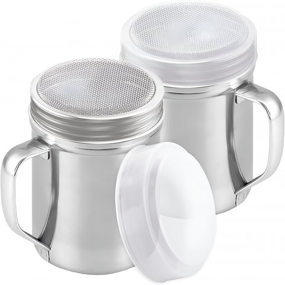 ACDANC 2Pcs Powdered Sugar Shaker Duster Cinnamon Coffee Sugar Shaker Dispenser for Coffee Bar Powdered Sugar Sifter Flour Shaker with Lid for Baking Powder Sugar Shaker Duster