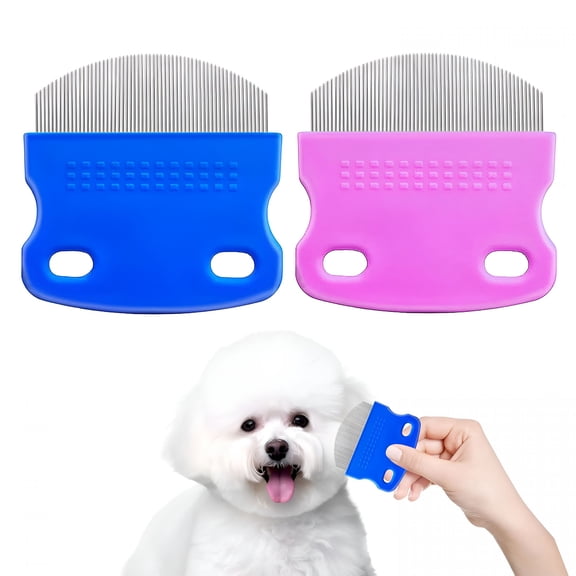 ACDANC 2Pcs Professional Eye Comb for Pets,Stainless Steel Tear Stain Remover,Flea Lice Comb,For Cats&Dogs,Gentle Round-Head Grooming Tool,Precisely Removes Stains,Dirt And Debris from the Eye Area