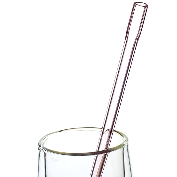 ACDANC 2Pcs Pyrex Glass Straw Colored Straw High Borosilicate Glass Straw for Milkshakes,Juices,Frozen Drinks,Smoothies,Bubble Tea - Environmentally Friendly,Pink Straws Reusable