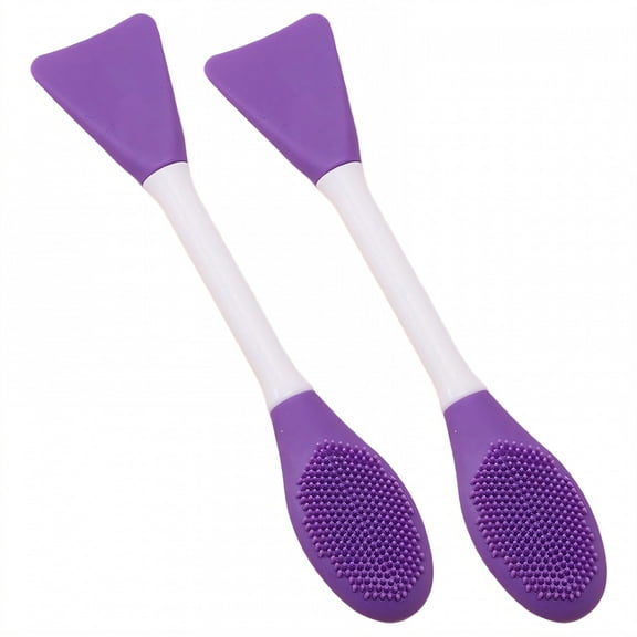 ACDANC 2Pcs Silicone Face Scrubber,Two Heads Pore Brush,Face Exfoliator Scrubber,Purple