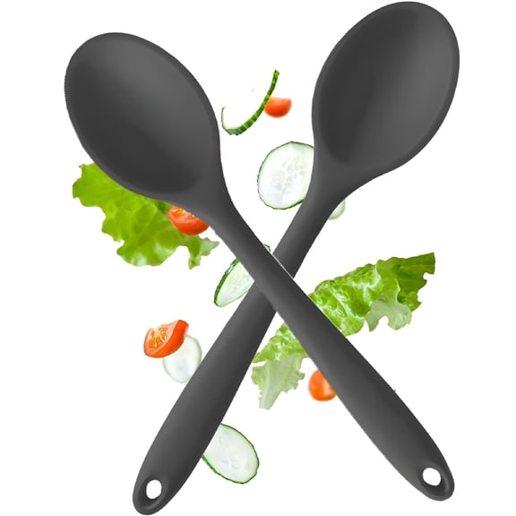 ACDANC 2Pcs Silicone Spoon for Cooking - 10.6inch Dishwasher Safe Mixing Spoon for Baking - Rubber Spoon with Heat Resistance up to 480F - Hygienic Mixing Spoon for Cooking&Serving