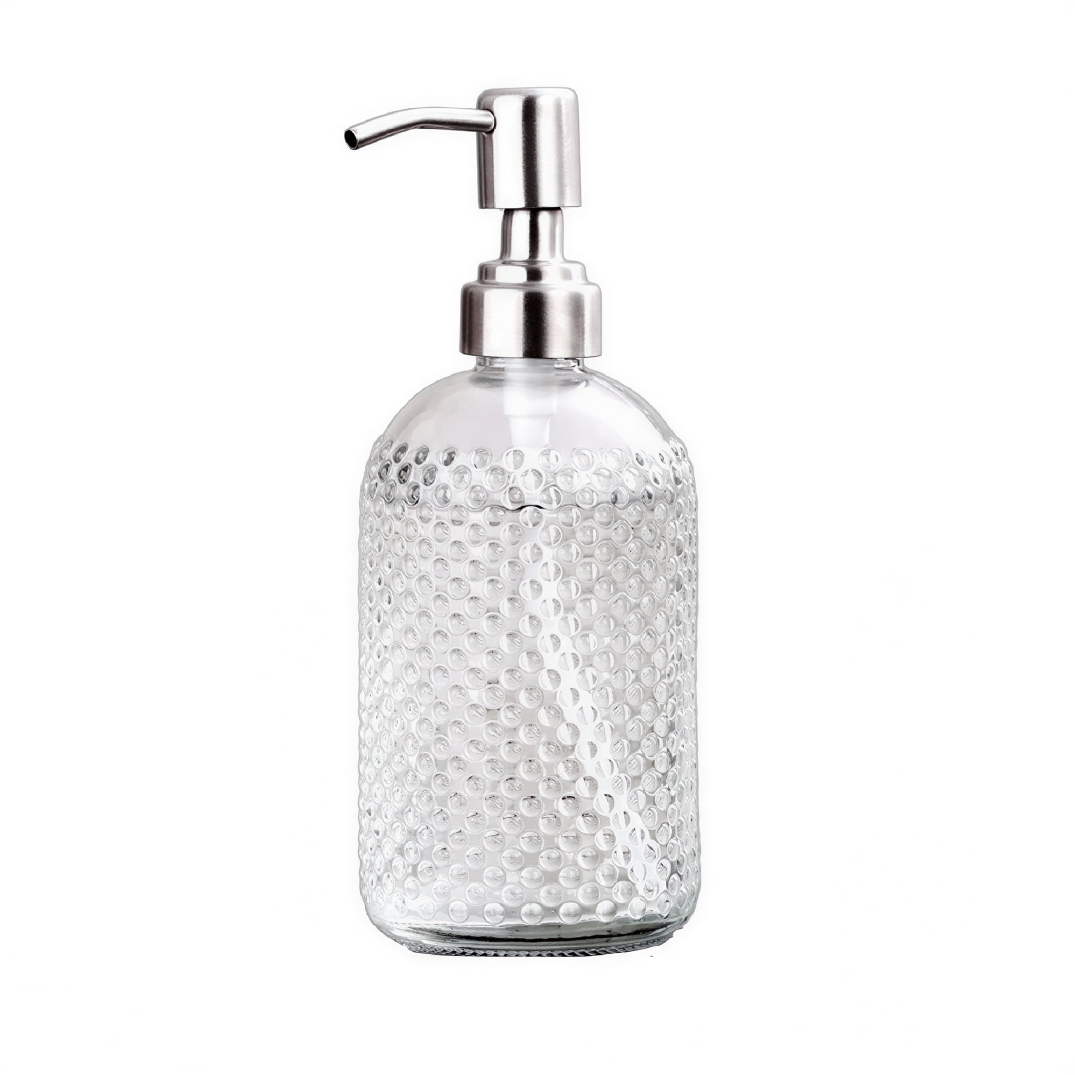 ACDANC 2Pcs Soap Dispenser,Elegant Glass with Stainless Steel Pump,Hand Soap Dispenser