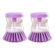 ACDANC 2Pcs Soap Dispensing,Press Dispense Liquid Dish Brush,Transparent Bottle Capacity Dish Brush with Soap Dispenser,Purple