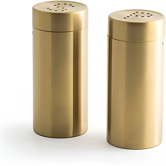 ACDANC 2Pcs Stainless Steel Salt Pepper Shakers Coarsen - Gold,8.8X3.8cm