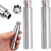 ACDANC 2Pcs Stainless Steel Tube Hip Flask,1 Oz Hidden Flasks for Liquor for Men,Multifunction Pocket Mini Small Pocket Flask,Cigar Shaped Pocket Drinking Tubular Bottle