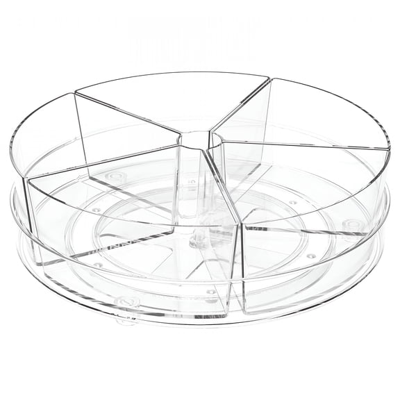 ACDANC 2Pcs Turntable Organizer with Removable Bins Clear Lazy Susan Organizer Round Rotating Tray Organizer Divided Lazy Susan Turntable Easy to Access for Home Pantry Fridge Snack Spice