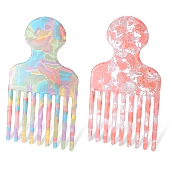 ACDANC 2Pcs Wide Tooth Hair Pick Comb,4.72 Inch Curly Hair Picks Smooth Detangling Lifting Comb Double-Sided Hairdressing Styling Tool for Women Men Barber Supplies