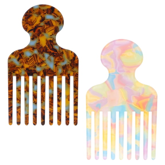 ACDANC 2Pcs Wide Tooth Hair Pick Comb for Curly Hair,4.72In Smooth Detangling Lifting Comb Styling Tool for Men Women Thick Long Hairs Volumizing and Reducing Knots(Colorful)
