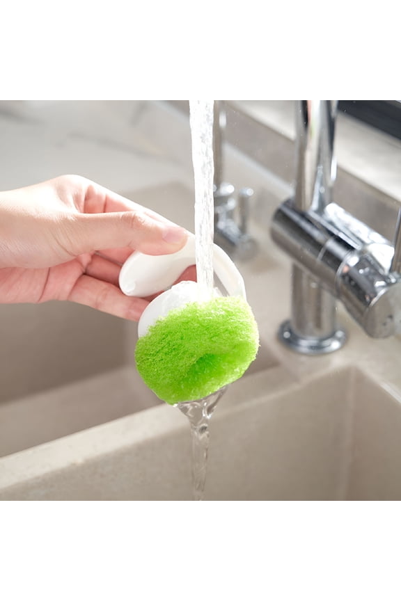 2Set Dish Scrubber with Handle Non-Scratching Certified for Kitchen Cleaning
