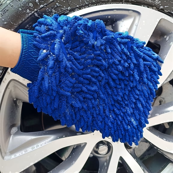 ACDANC 2pcs Car Wash Kit Microfiber Clean Tire Wheel Brush Sponge Car Interior Cleaning Brush Car Care Detailing Set