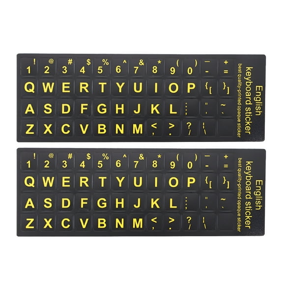 ACDANC 2pcs English Keyboard Stickers, Waterproof PVC Letter Replacement Decals for Laptops and Desktops, Anti-Slip Typing Aid