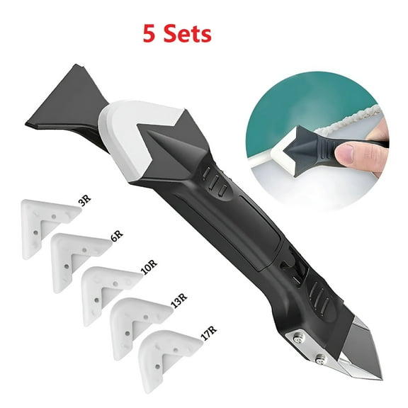 ACDANC 3 in 1 Silicone Sealant Remover Tool Kit,Smooth Scraper Caulking Mould Finisher Removal Set,for Ground Mortar Kitchen and Door Frames,25 Interchangeable Pads(5 Sets)