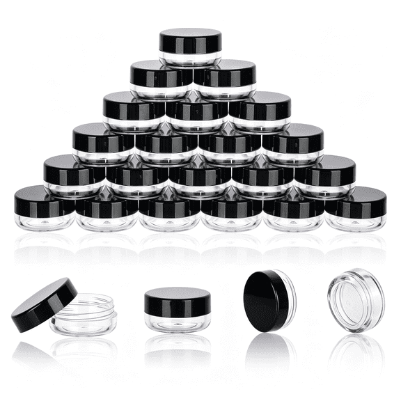 ACDANC 3 Gram Sample Jars with Lids,25 Count Mini Cosmetic Containers-Makeup Travel Containers with Labels,Tiny Disposable Spatulas Small Containers for Travel Portable