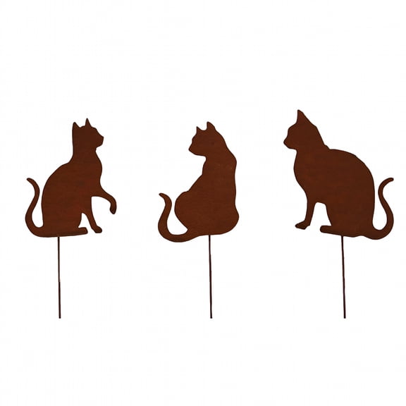 ACDANC 3 Made of Metal Rusty Cats Set Garden Flower Pot Decoration Outdoor Courtyard Plugin