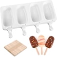 ACDANC 3 Pack Large Popsicle Molds with 100 Wooden Sticks, Oval ...