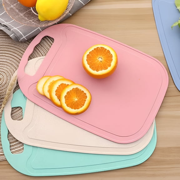 ACDANC 3 Pack Mini Kitchen Cutting Board Set Small Fruit Cutting Board Wheat Straw Plastic Cutting Boards Mats Dishwasher Safe,Juice Grooves,Thicker Boards Easy Grip Handle,Non Porous