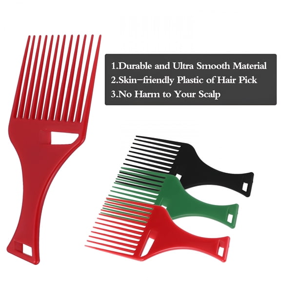 ACDANC 3 Pack Plastic Hair Pick Comb, Wide Tooth Afro Styling Tool For Curly Natural Hair, Scalp Friendly Detangler