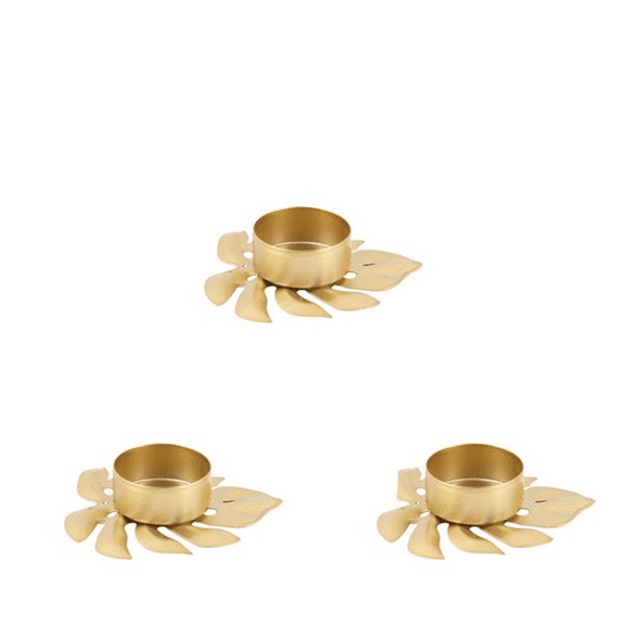 ACDANC 3 Pcs Candle Holder Desktop Ornament with Leaf Shape Design Green Metal Turtle Leaf Candle Holder for Home Decor Small