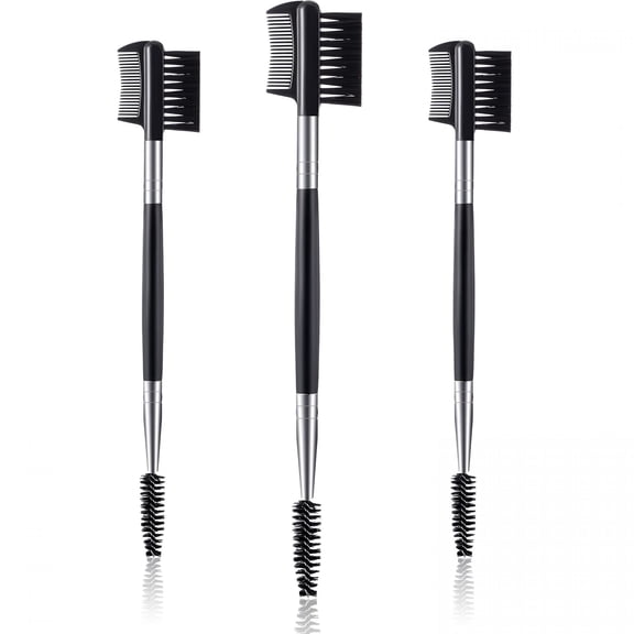 ACDANC 3 Pcs Eyebrow Brush Eyelash Comb Separator 3 Head Eyelash Shaper and Eyebrow Brush Dual Comb Double Head Makeup Grooming Tool for Women(Black)