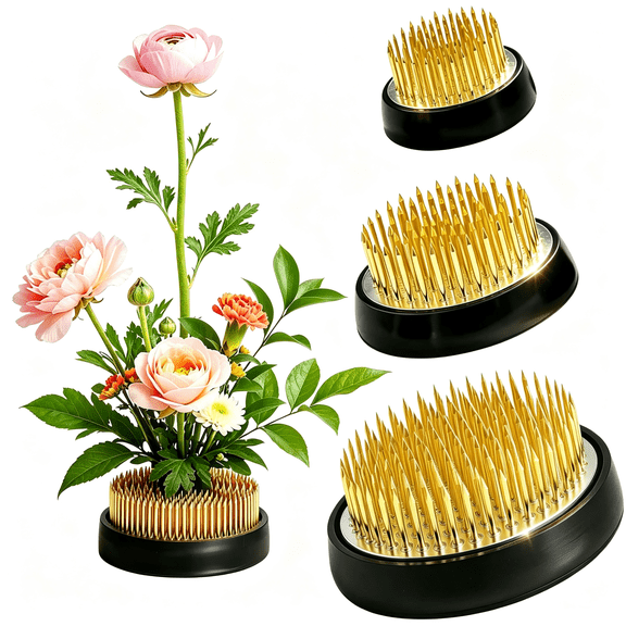 ACDANC 3 Pcs Flower Frogs 2In 1.6In 1.4In Ikebana Kenzan Floral Pin Frog Flower Holder with Rubber Base for Flower Arrangements Supplies Floral Frogs for Arrangements