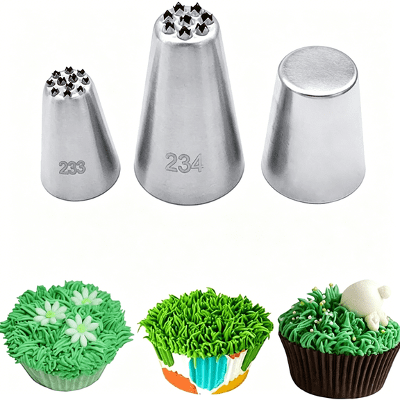 ACDANC 3 Pcs Grass Piping Tips for Cake Decorating, Icing Nozzles