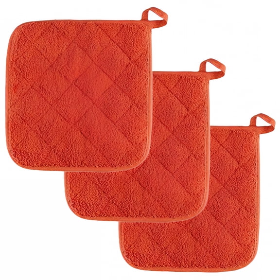 ACDANC 3 Pcs Heat Resistant Cotton Potholders, 7x7 Inch Terry Cloth Hot Pad Set for Cooking