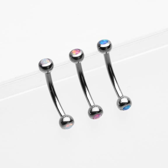 ACDANC 3 Pcs Pack of Assorted Color Fire Opal Ball Steel Curved Barbells for Body Piercing Jewelry Hypoallergenic Surgical Steel Safe Comfortable Wear