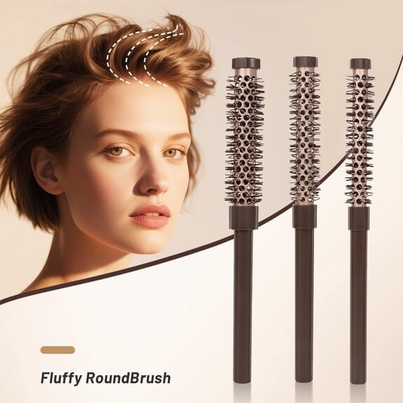 ACDANC 3 Pcs Small Round Brush Set for Blow Drying,0.78/0.70/0.59 Inch Blowout Roller Hairbrush with Soft Nylon Bristles for Volume,Styling,Bangs,Roots,Curling,Short,Wavy,Thin Hair on Men & Women