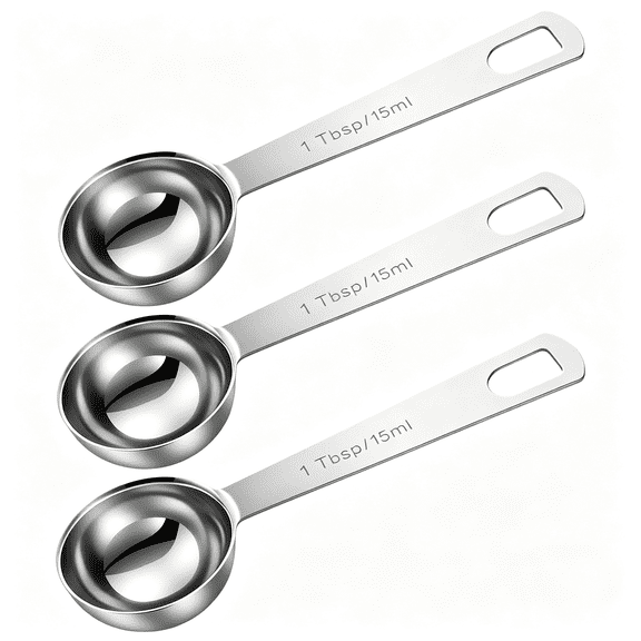 ACDANC 3 Pcs Tablespoons Measuring Spoon, 15 Ml Stainless Steel 1 Table Spoons Measuring Spoon for Kitchen Ingredients (Silver)